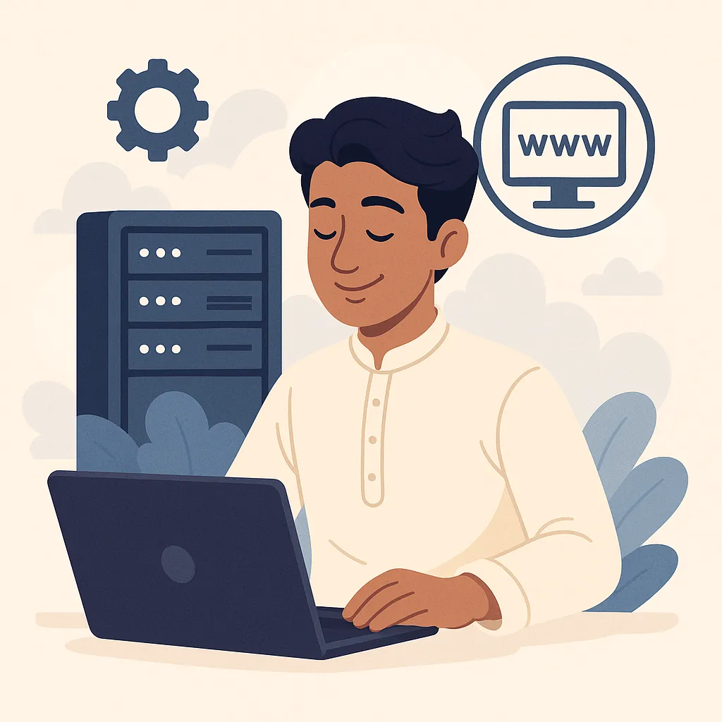 Developer on keyboard